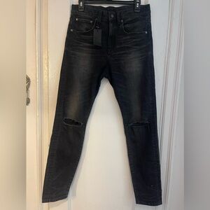 R13 Drop Nolen Black  Jeans with Rips.NWT